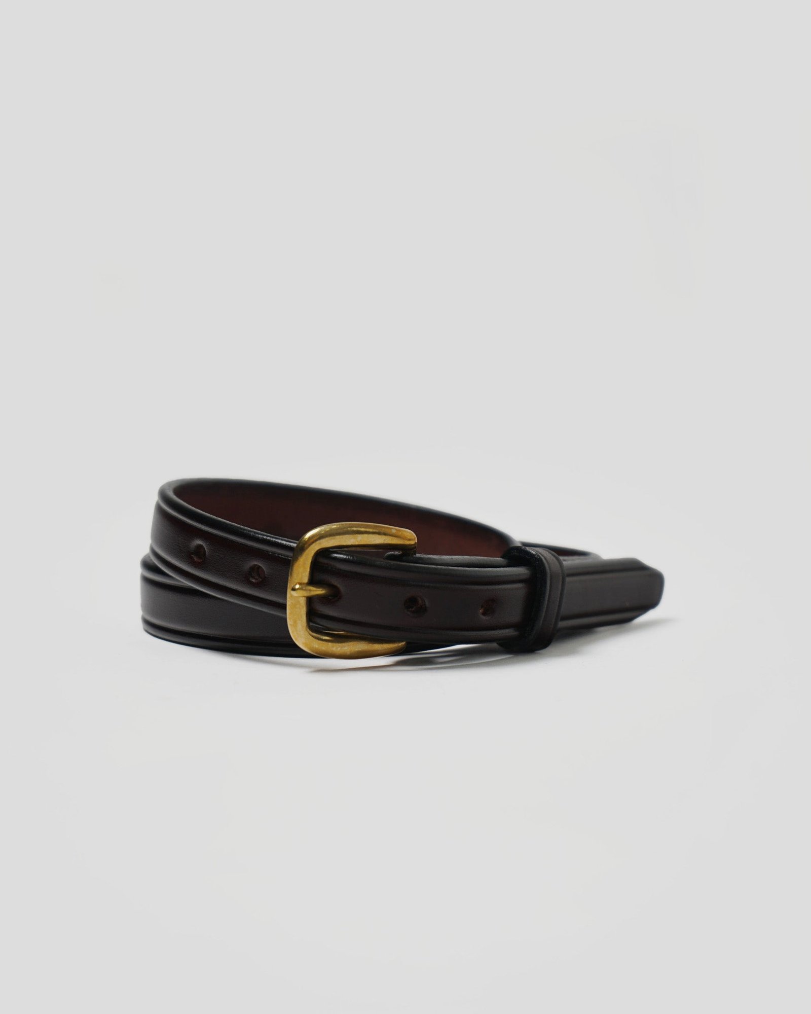 3/4” Creased Leather Belt / Gold Buckle