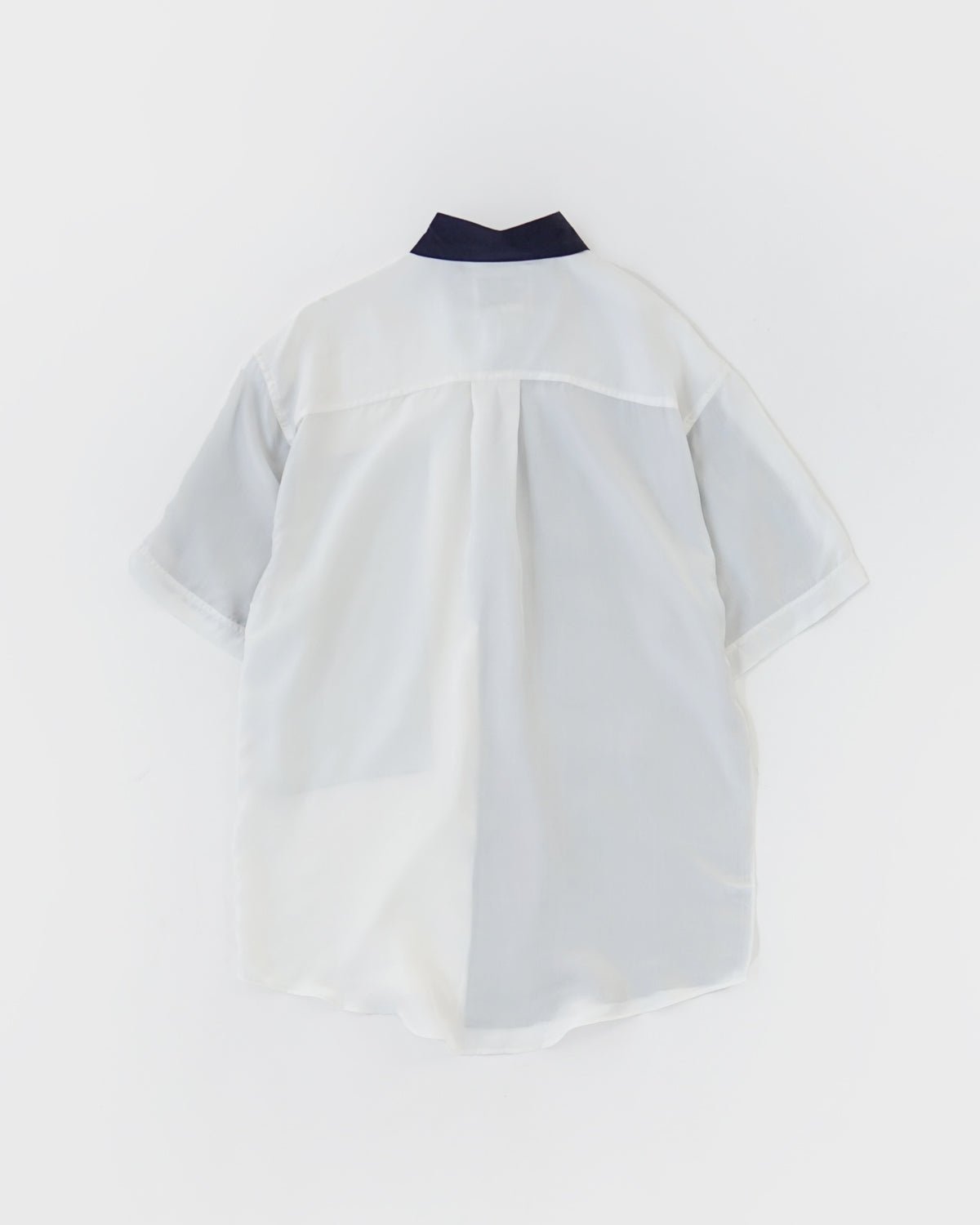 Paneled S/S Silk Shirt / White