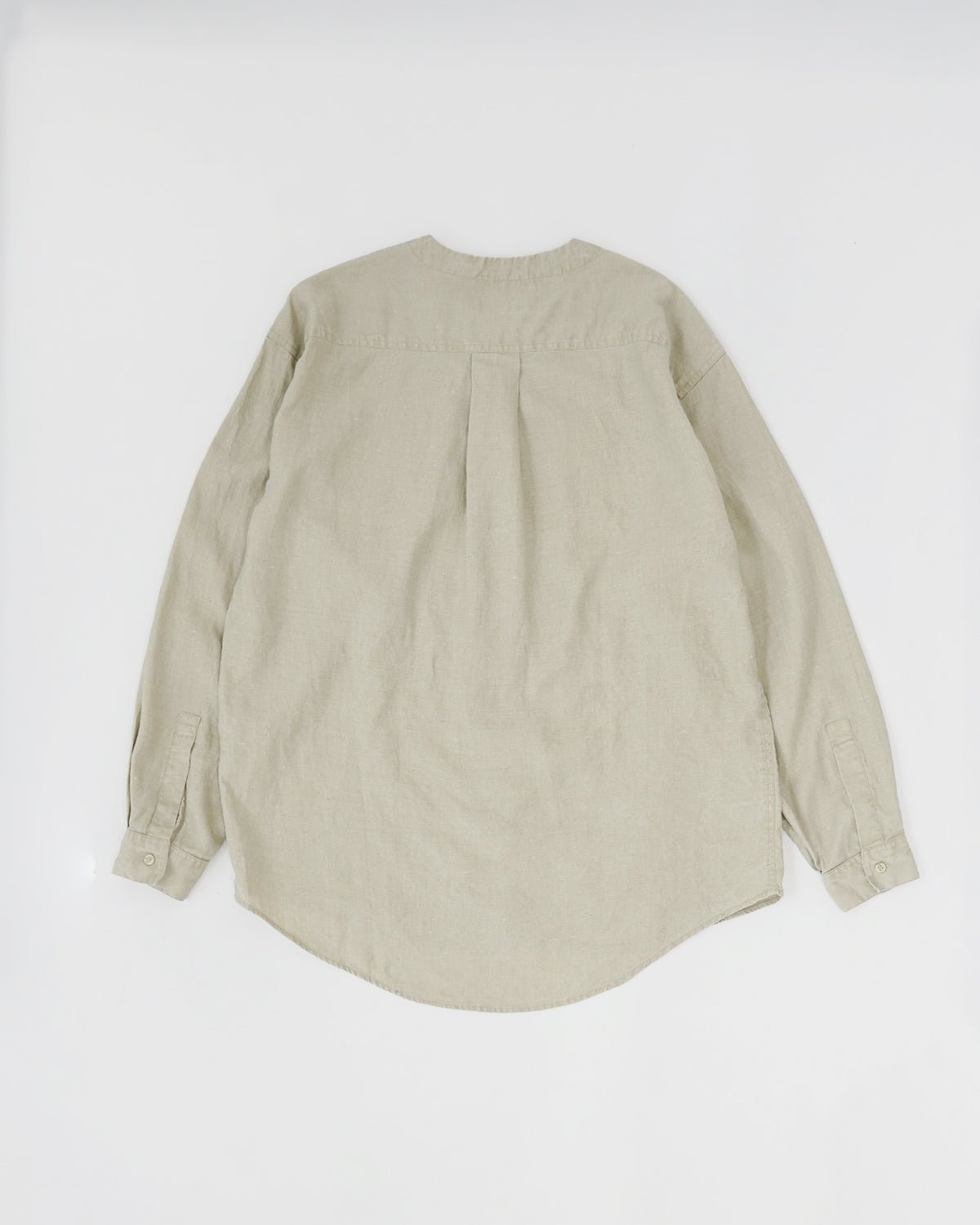 Washed Linen Collarless L/S Shirt / Natural
